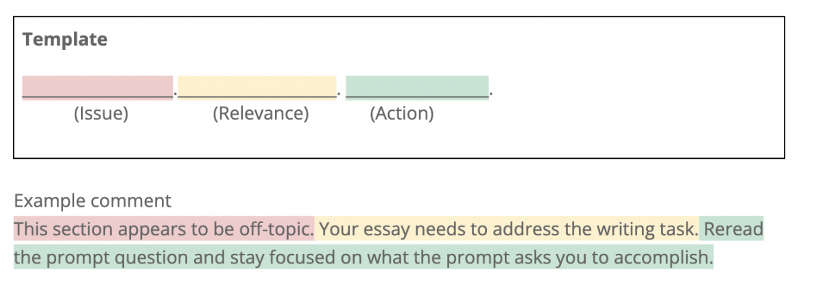 student assignment feedback example